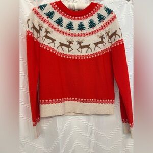 Boden Red and Cream Reindeer Sweater